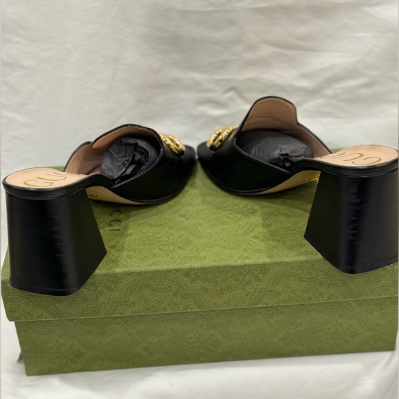 COPY - GUCCI 
Nappa Horsebit 75mm Slide Sandals. 38 Black - Picture 5 of 7